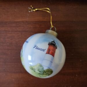 Cape Shore Ceramic Ball Ornament Cape Cod Nauset Nobska Chatham Lighthouses